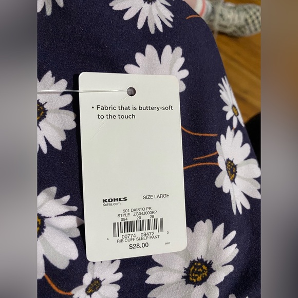 SO Women’s Intimate Lounge Pants With Floral Design & Cuffed Legs Size Large - Picture 9 of 13